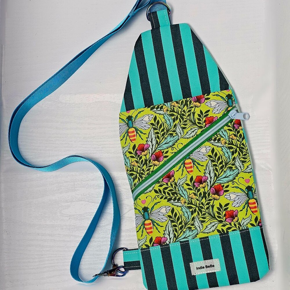 Tula Pink Mini Crossbody Bag: Bee Print Sling Purse